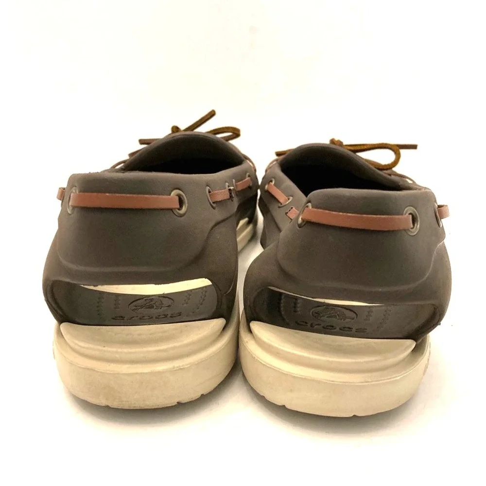 Crocs Boat Shoes‎ Womens 9 Brown Beach Line Deck Slip On Loafer Flat Preppy - Picture 6 of 9